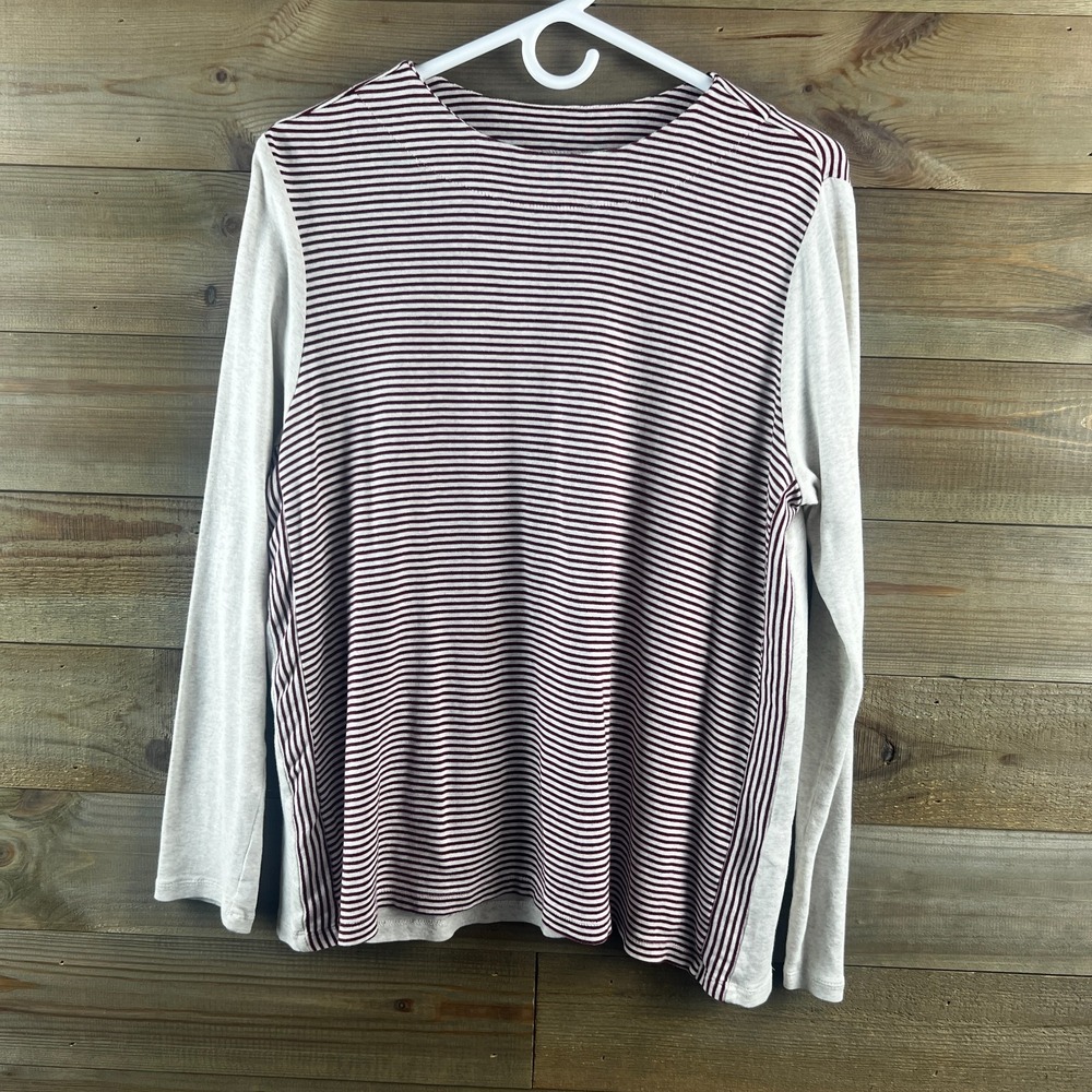 J Jill Womens  Shirt Perfect Pima Striped A-line Top Nautical Preppy Size Medium